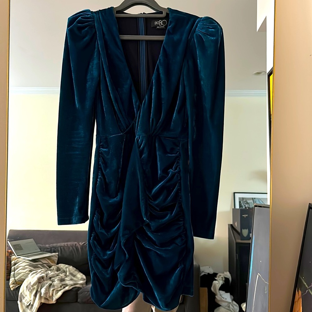 PatBo teal velvet dress